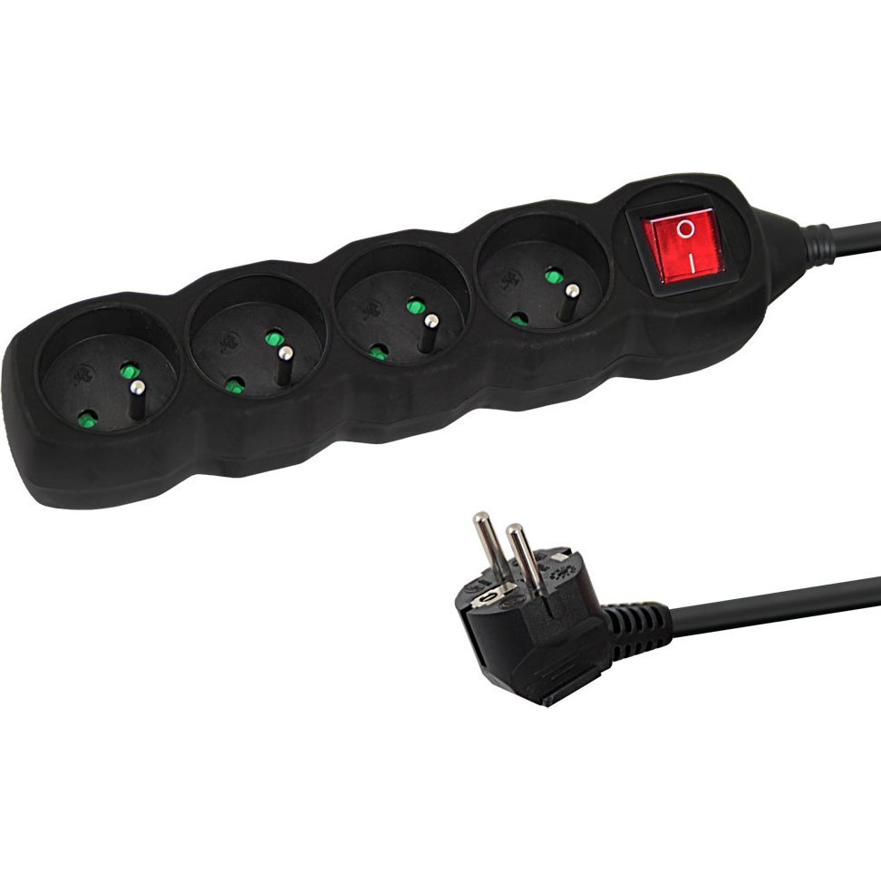 Steckdosenleiste mit 4 Schubladen 1,5 m schwarz