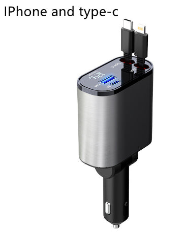 Auto-Ladegerät aus Metall 100W Super-Schnellladung Auto-Zigarettenanzünder USB- und Typ-C-Adapter