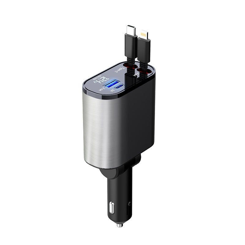 Auto-Ladegerät aus Metall 100W Super-Schnellladung Auto-Zigarettenanzünder USB- und Typ-C-Adapter